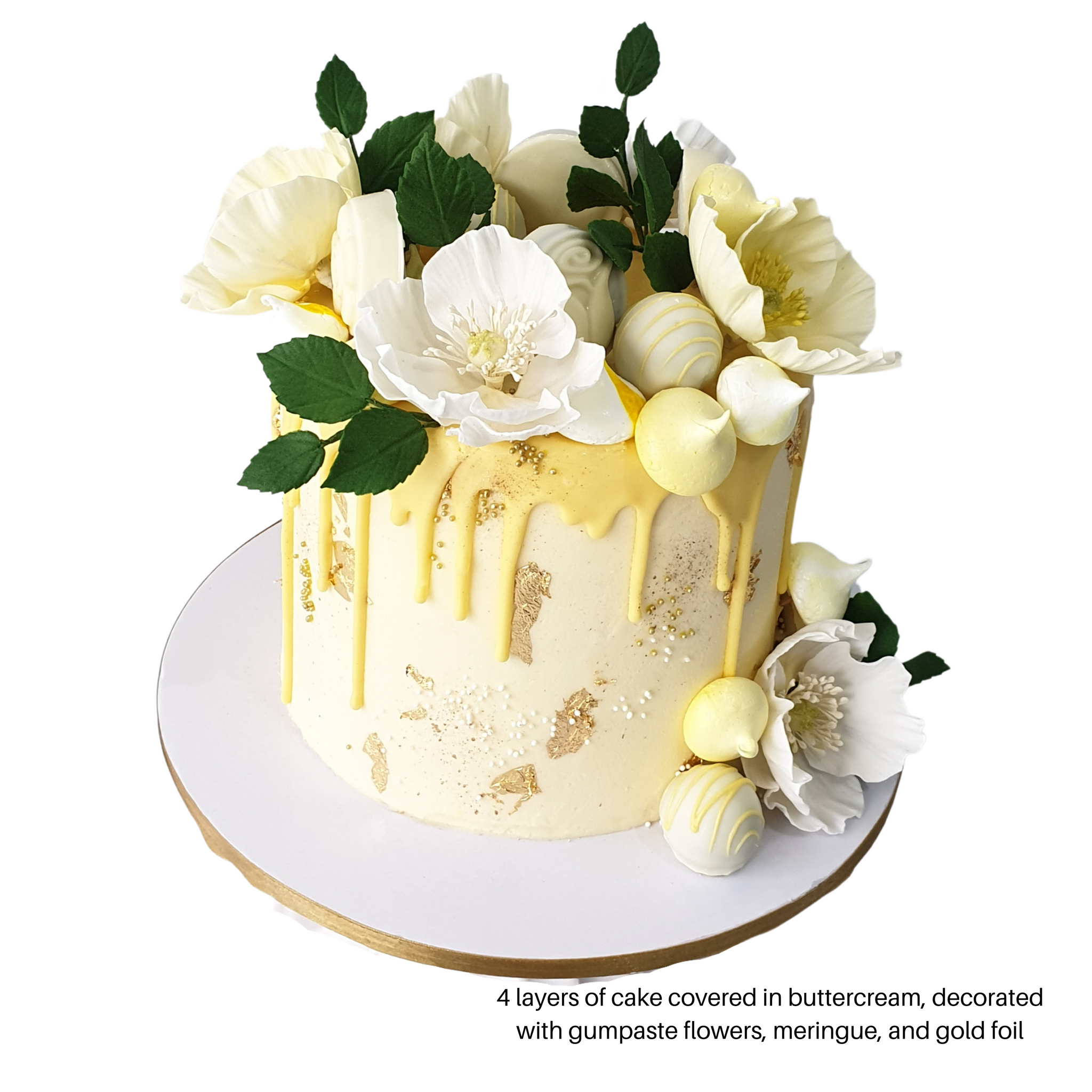 Yellow Drip Floral Cake (LEAD TIME: 3 Days)
